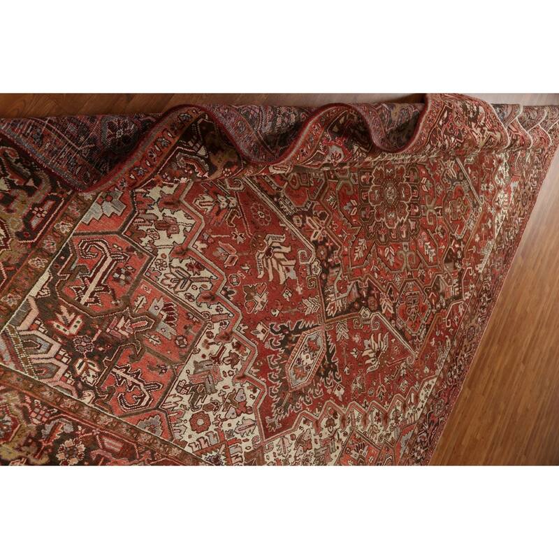 Vintage Traditional Geometric Persian Heriz Area Rug Wool Hand-knotted - 8'9" x 10'11"