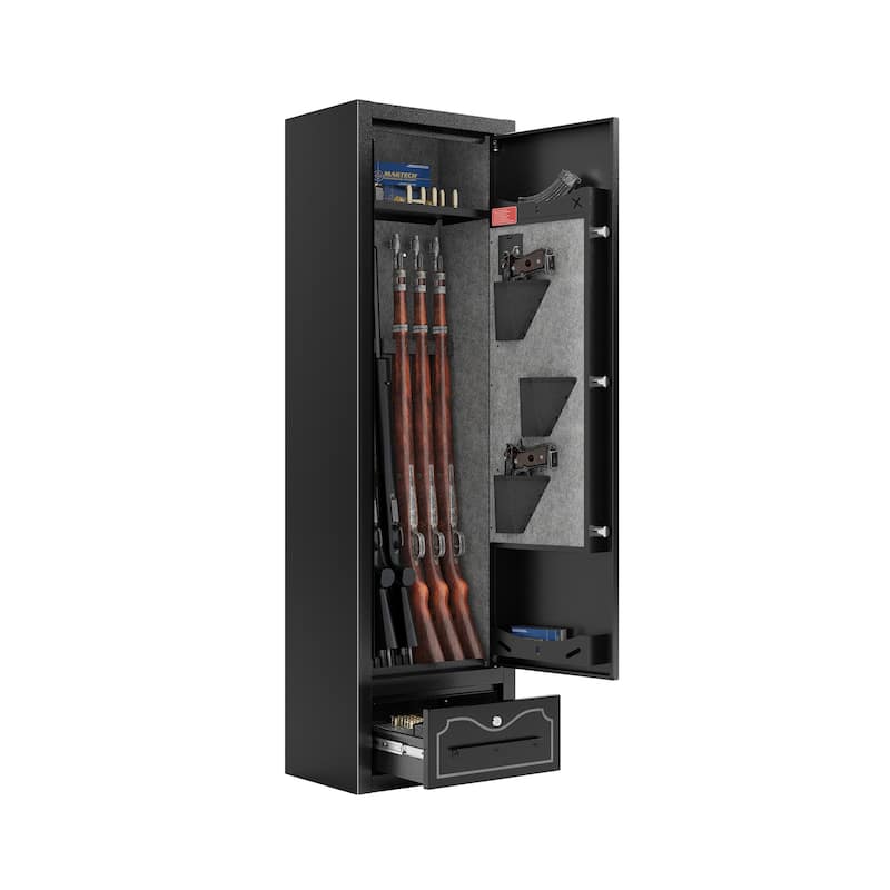 8 - Gun Capacity Rifle Safe. Holds Rifles, Pistols, Shotguns. Digital Lock for Quick Access. Removable Shelf