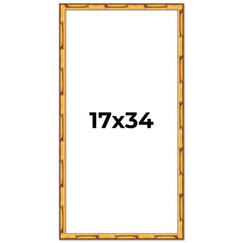 17x34 Frame Gold Bamboo Picture Frame Modern Photo Frame Includes UV Acrylic Shatter Guard Front Acid Free Foam Backing Board