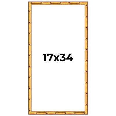 17x34 Frame Gold Bamboo Solid Wood Picture Frame | 1 Inch Moulding