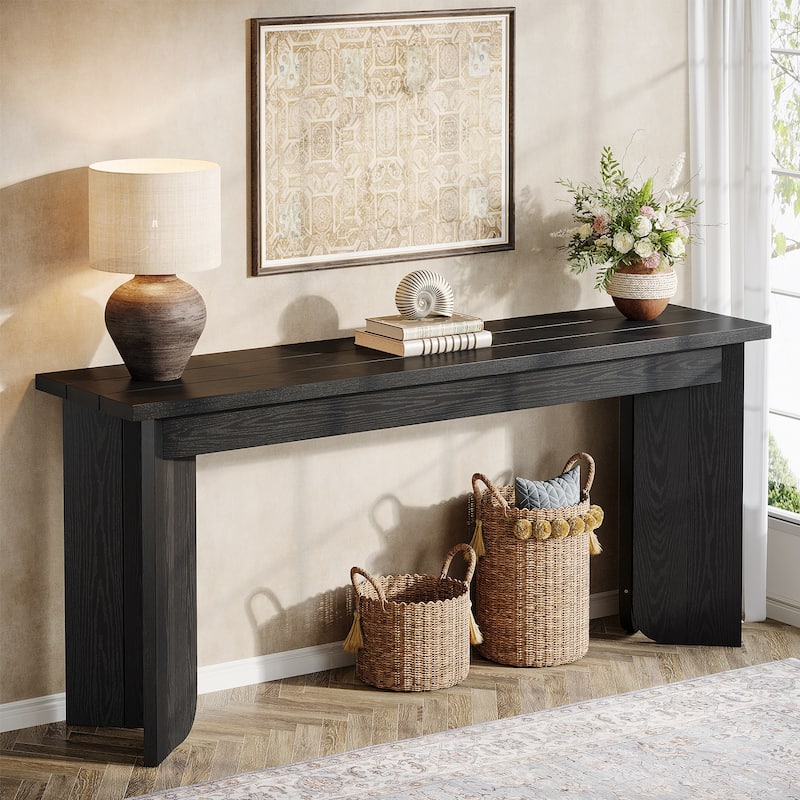 70.9-Inch Extra Long Farmhouse Sofa Console Table for Entryway - Black