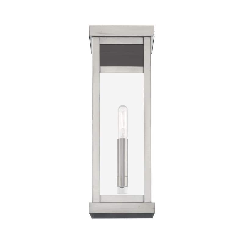 Livex Lighting 1-light Brushed Nickel Outdoor Wall Lantern, 20703-91 - 5" W X 15" H X 5.5" EXT