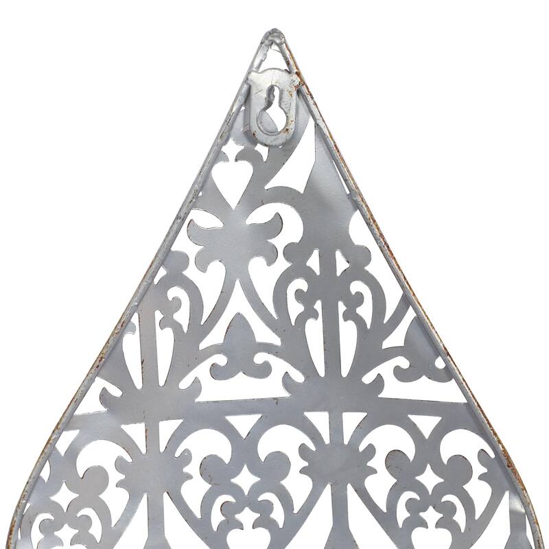 Metal Fleur De Lis Wall Decor with Perforated Details - Brown - Roche River Decor
