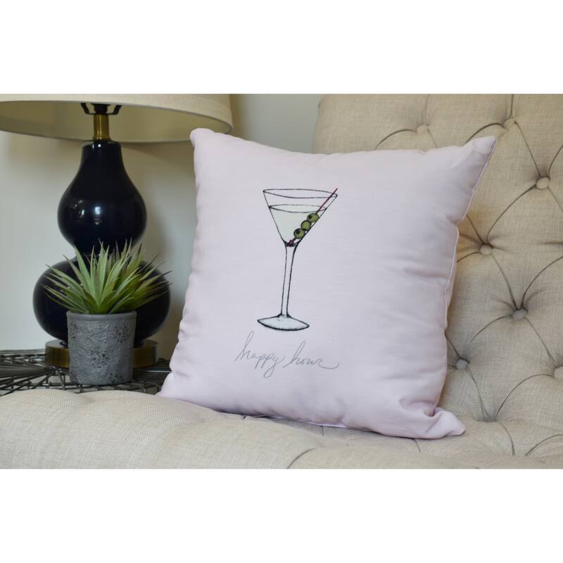 20 x 20 inch Martini Glass Happy Hour Geometric Print Pillow