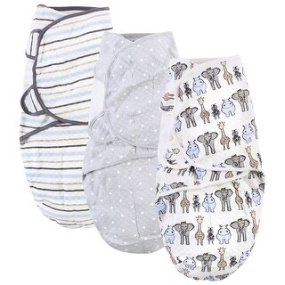 Hudson Baby Infant Boy Quilted Cotton Swaddle Wrap 3pk, Royal Safari, 0-3 Months - Royal Safari - 0-3 Months