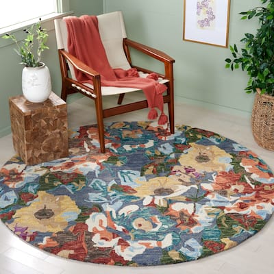 SAFAVIEH Handmade Blossom Lazara French Country Floral Wool Rug