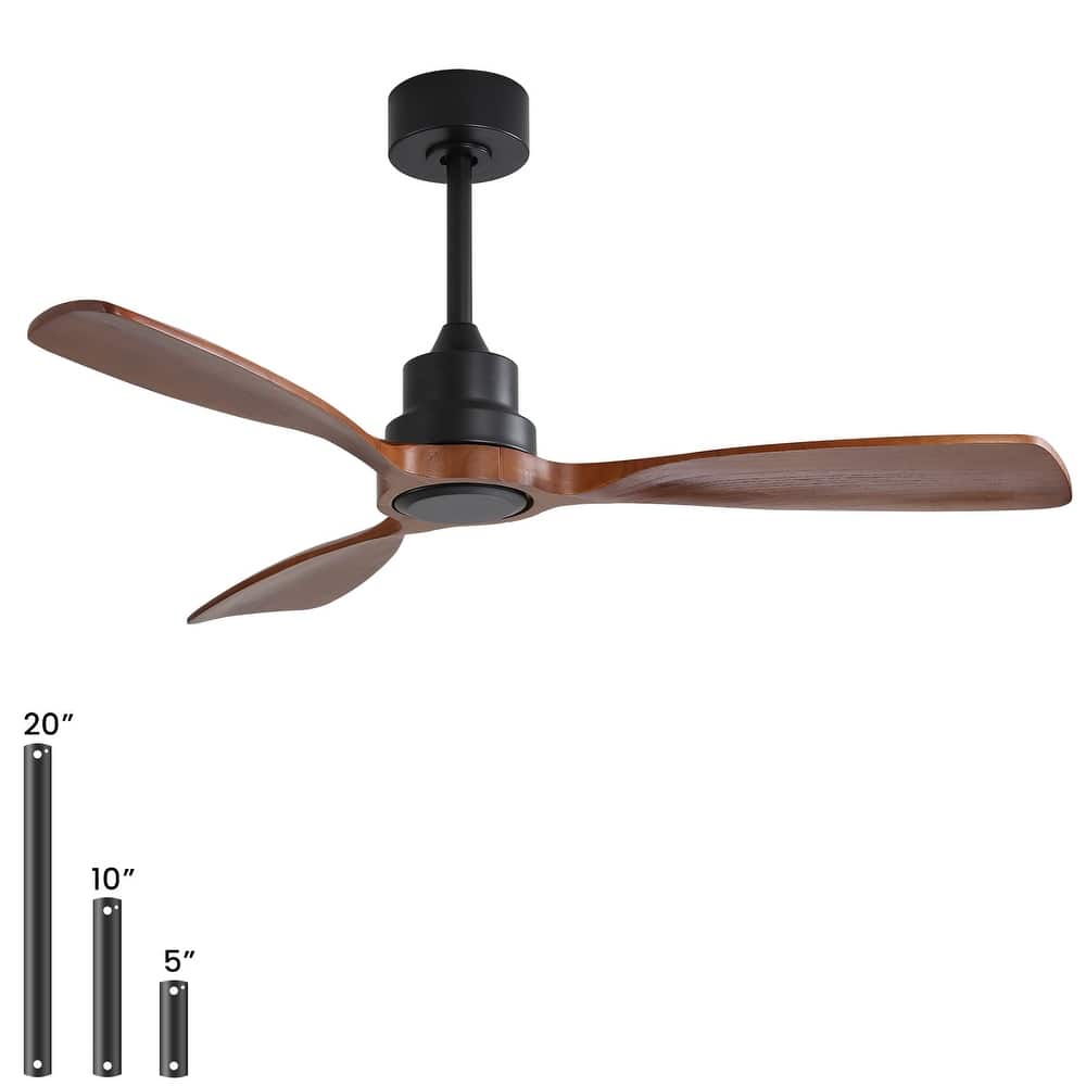 Sofucor 48/52 Inch Ceiling Fan with Light, Solid Wood Blades for Living Room, Bedroom,Smart Optional
