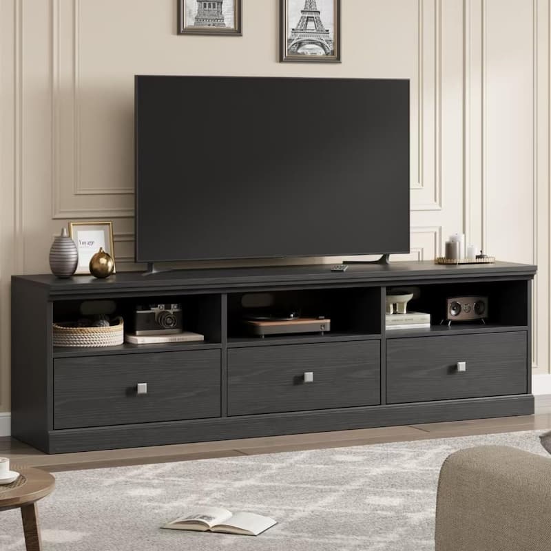 Modern TV Console Table, TV Stand with Storage Drawer - N/A - Black