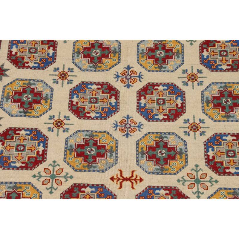 Geometric Kazak Oriental Area Rug Handmade Wool Carpet - 6'5" x 9'8"