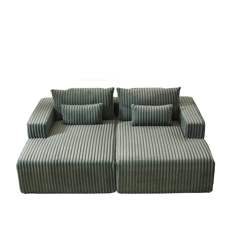Modern 87" Cloud Plush Lounge Chaise, Fluffy Sleeper Chair with Reclining Sofa Bed for Living Room