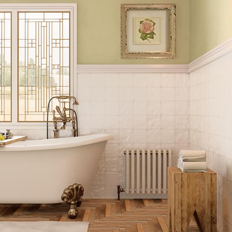 Merola Tile Mayolica White 5-7/8" x 5-7/8" Ceramic Wall Tile - Case (26 Tiles)