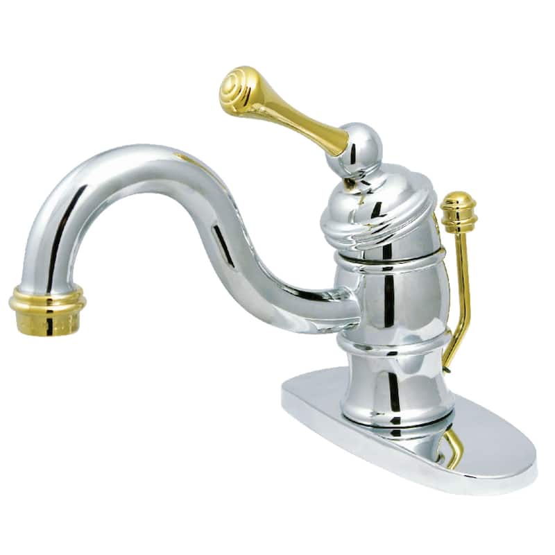 Kingston Brass Victorian Single-Handle Bathroom Faucet with Pop-Up Drain - Polished Chrome/Polished Brass