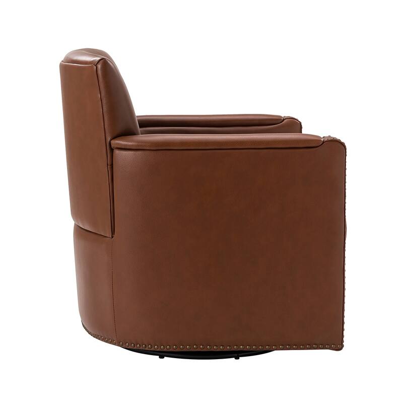 Pascual Classic Genuine Leather Swivel Chair With Nailhead Trim Arm Set of 2 by HULALA HOME