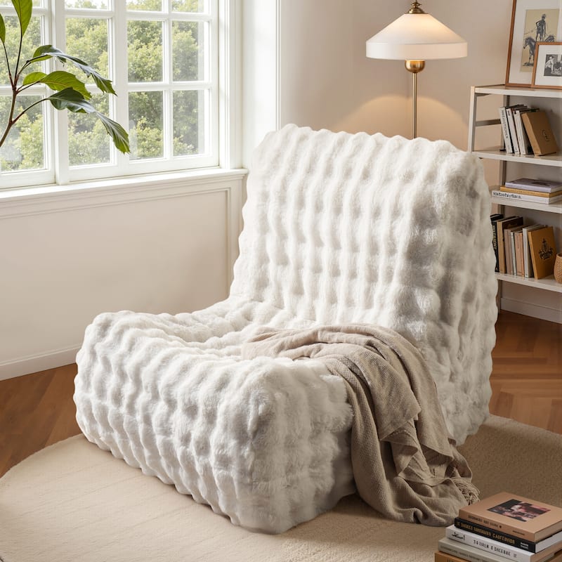 OVIOS Cloud-Like Plush Bean Bag Chair (Reinforced Pile Edition) - White