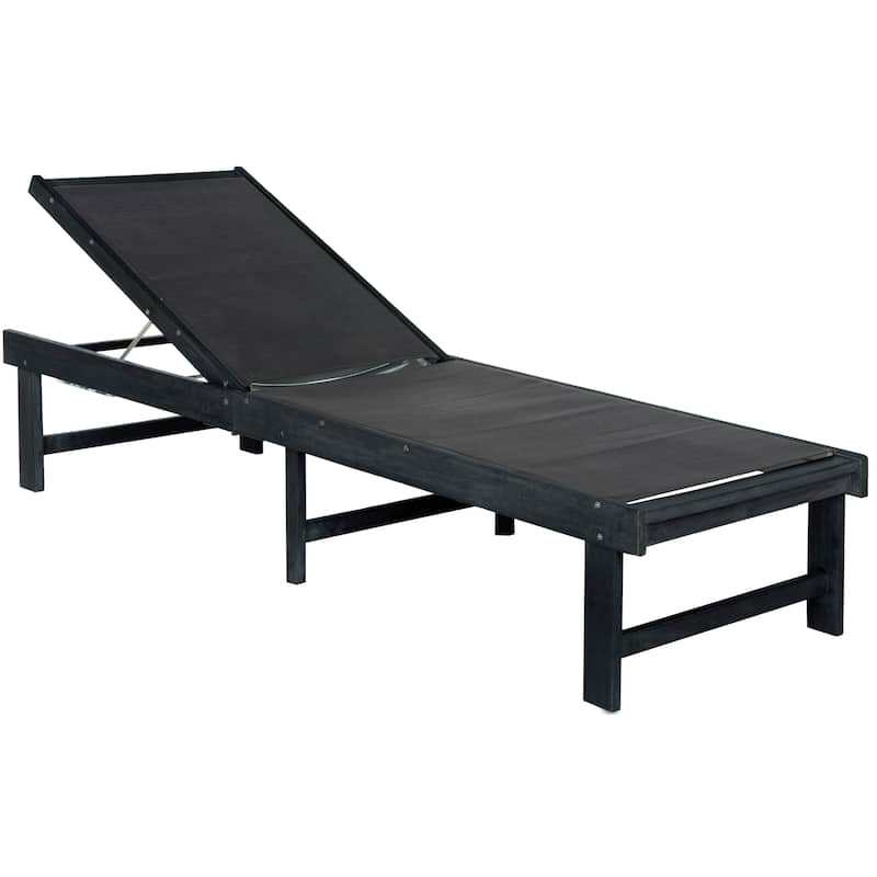 SAFAVIEH Outdoor Anaya Acacia Wood Lounge Chair - 24Wx75Dx13H