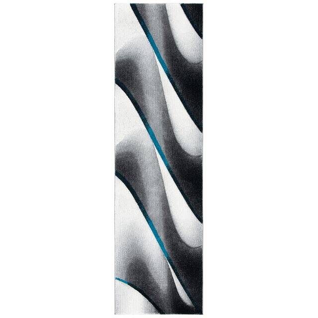 SAFAVIEH Hollywood Jocelyne Mid-Century Modern Abstract Rug - 2'3" x 12' Runner - Grey/Blue