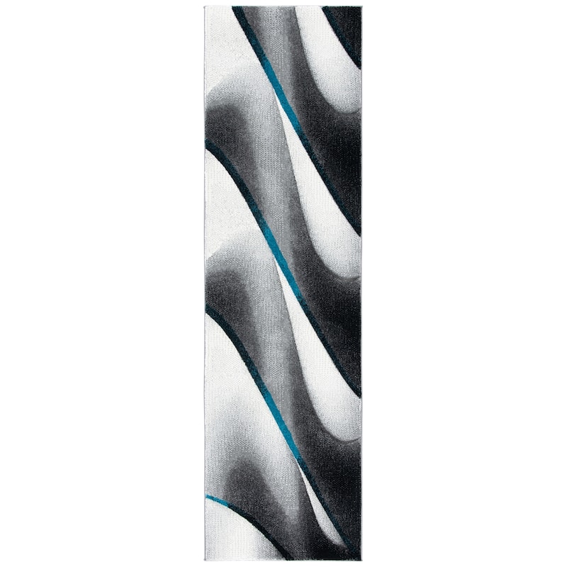 SAFAVIEH Hollywood Jocelyne Mid-Century Modern Abstract Rug - 2'3" x 6' Runner - Grey/Blue