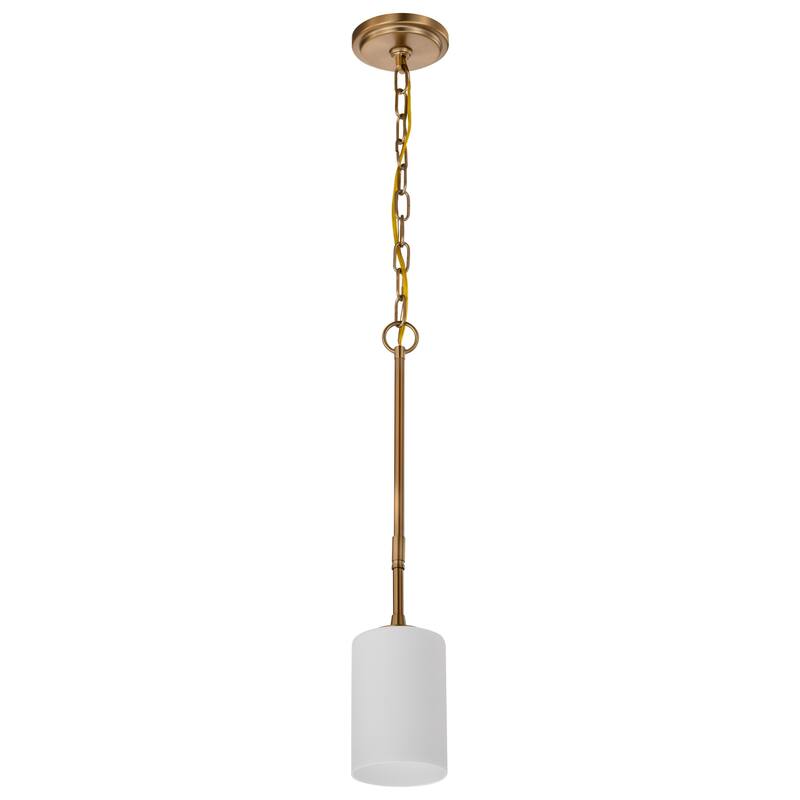 Liam 1 Light Mini Pendant Burnished Brass White Opal Glass - Burnished Brass