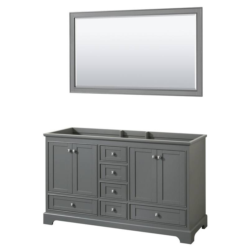 Wyndham Collection Deborah 59-1/4" Free Standing Double Wood Vanity - Dark Gray / Polished Chrome Hardware