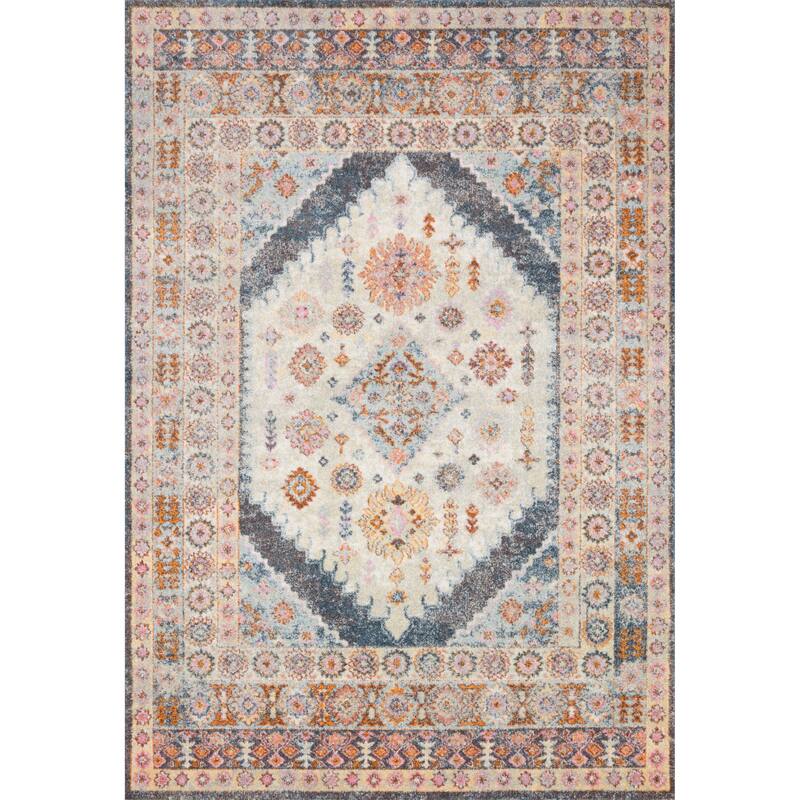 Alexander Home Jennifer Collection Diamond Border Distressed Area Rug