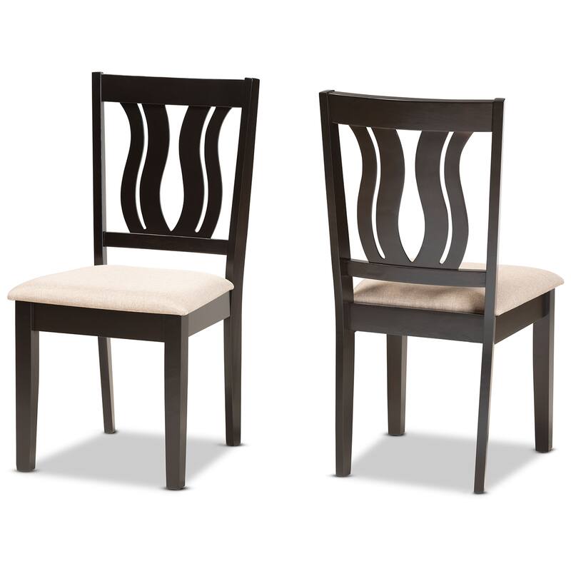 Fenton Modern and Contemporary Transitional 2-PC Dining Chair Set - Beige Sand