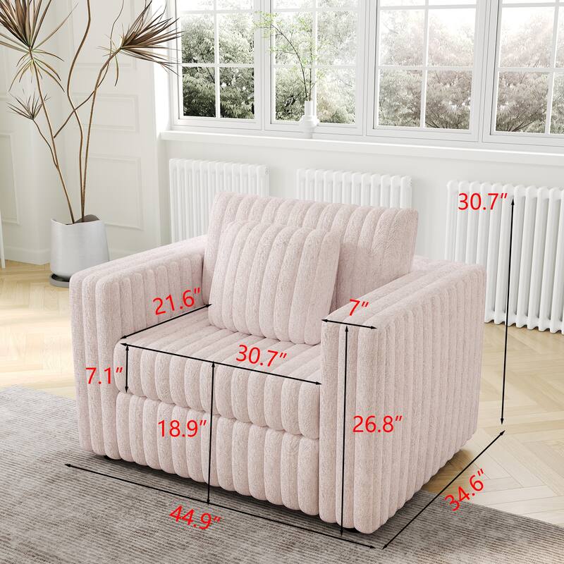 44.9" Plush Modular Sofa Single - Highly Comfortable, Stylish & Functional for Bedroom & Living Room, Light Pink