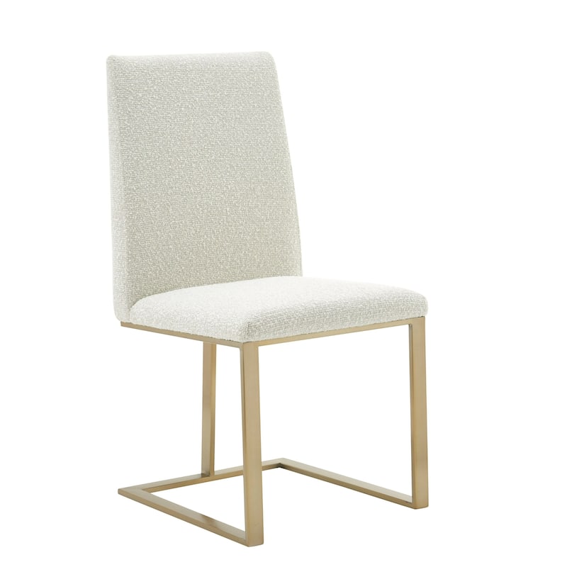 Modrest Frankie Modern Off-White Fabric & Antique Brass Dining Chair