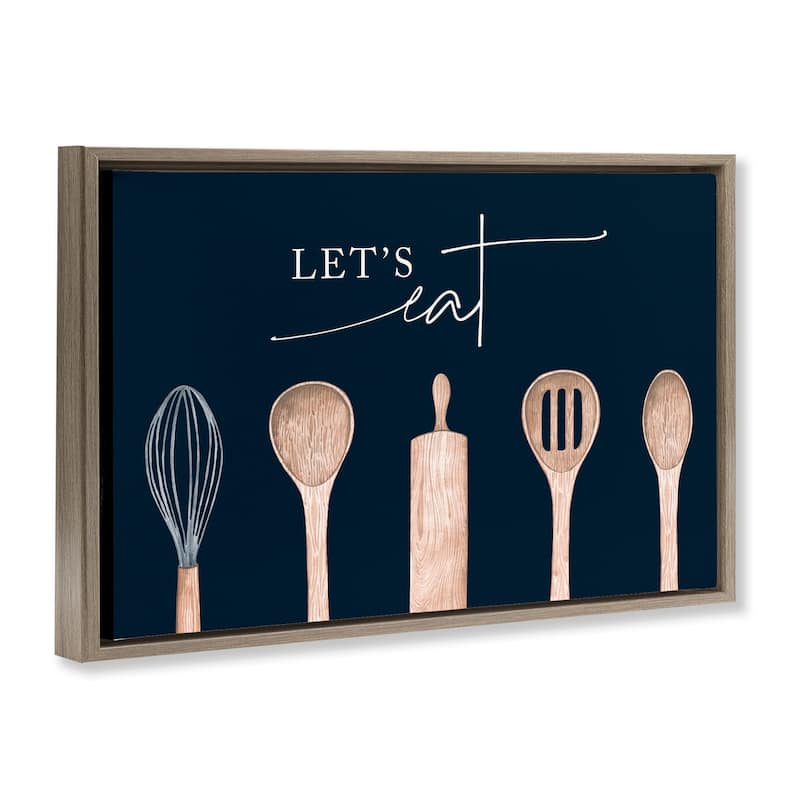 Stupell Let's Eat Kitchen Utensils Framed Floater Canvas Wall Art Design By Lux + Me Designs