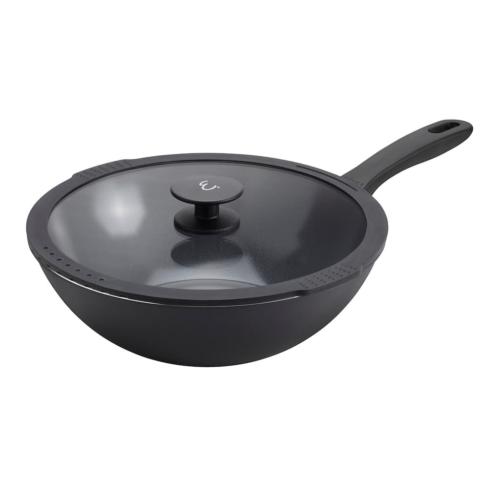 Henckels Nola 11-inch Aluminum Ceramic Nonstick Wok with Lid - Black