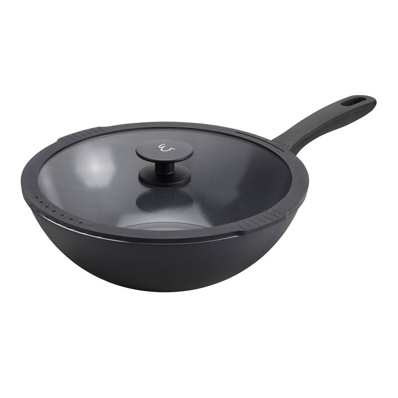 Henckels Nola 11-inch Aluminum Ceramic Nonstick Wok with Lid - Black - Black - 11-inch