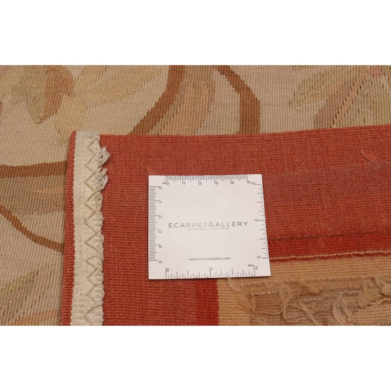 ECARPETGALLERY Flat-Weave Dynasty Ivory Wool Tapestry Kilim - 7'7 x 9'4