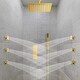 preview thumbnail 2 of 33, 12" Ceiling Mount Rainfall 3 Way Thermostatic Shower Faucets Sets with 6 Body Jets Gold