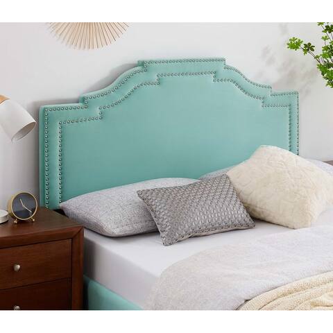 Paradise Light Green Velvet Upholstered Twin Size Headboard with Nailhead Trim