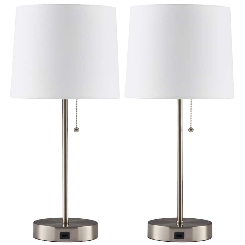 CO-Z Brushed Nickel Table Lamp with USB Set of 2