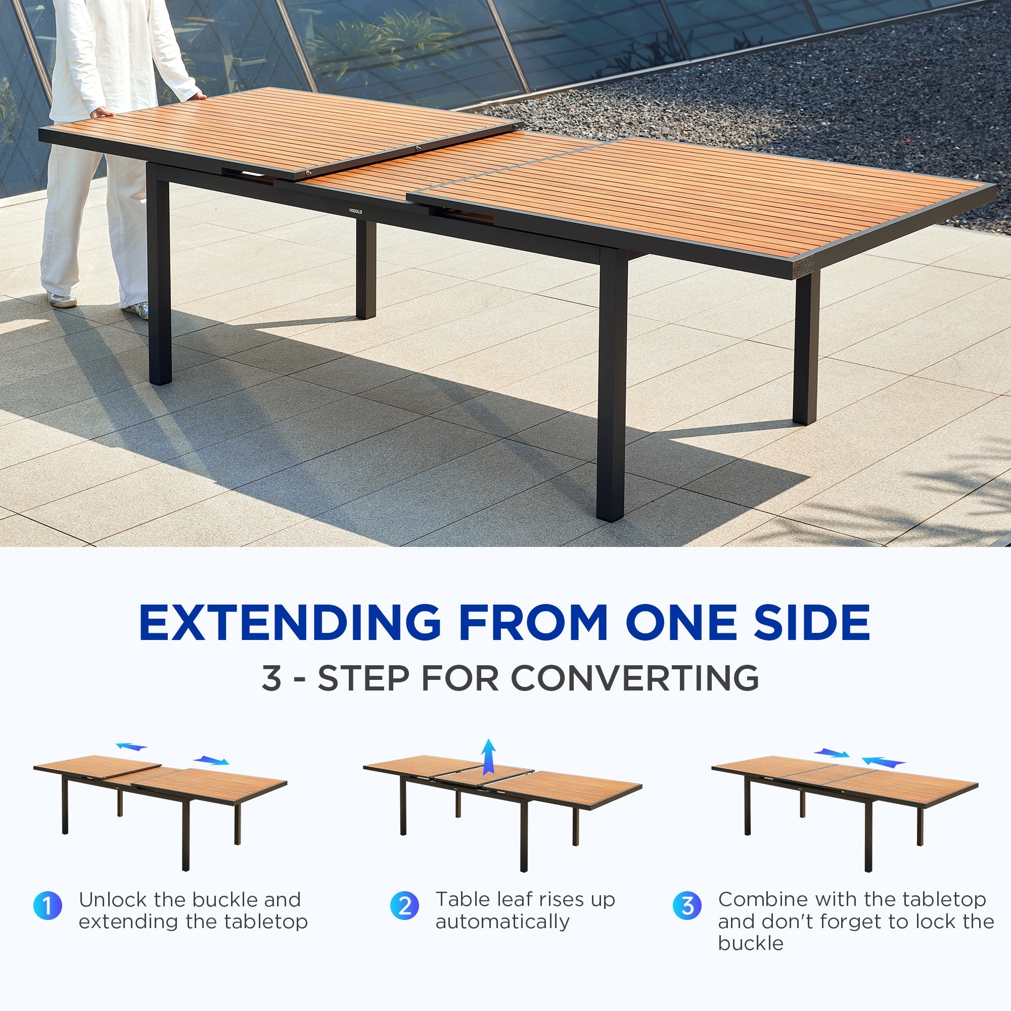 Heck 13 Pieces FSC Teak Aluminum Outdoor Dining Set for 12 Person