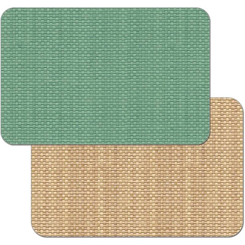 CounterArt Mint Green and Natural Basket Weave Design Reversible Easy Care Plastic Placemat Set of 4 Made in The USA - Set of 4