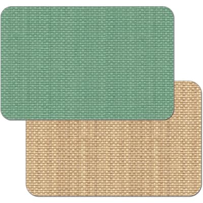 CounterArt Mint Green and Natural Basket Weave Design Reversible Easy Care Plastic Placemat Set of 4 Made in The USA