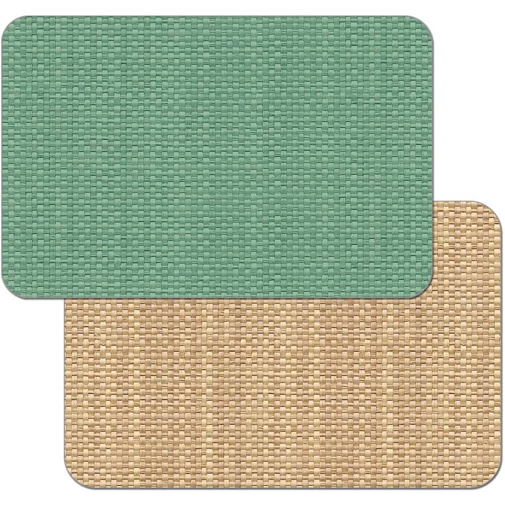 CounterArt Mint Green and Natural Basket Weave Design Reversible Easy Care Plastic Placemat Set of 4 Made in The USA