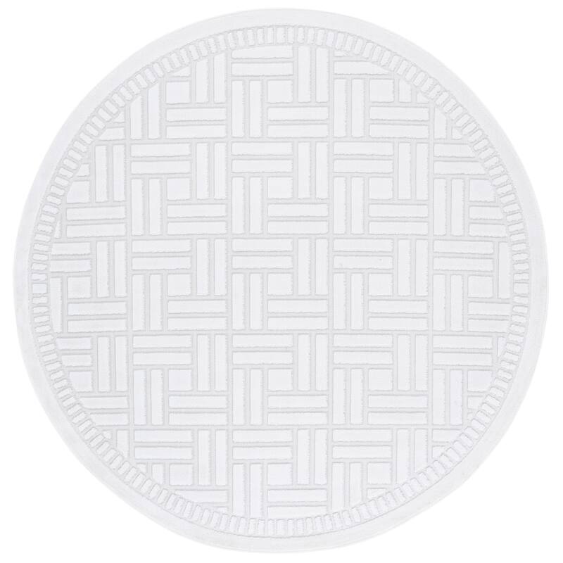 SAFAVIEH Stella Majken Transitional Indoor/Outdoor Washable Backyard Patio Rug - 6'7" Round - 6'7" Round - Ivory