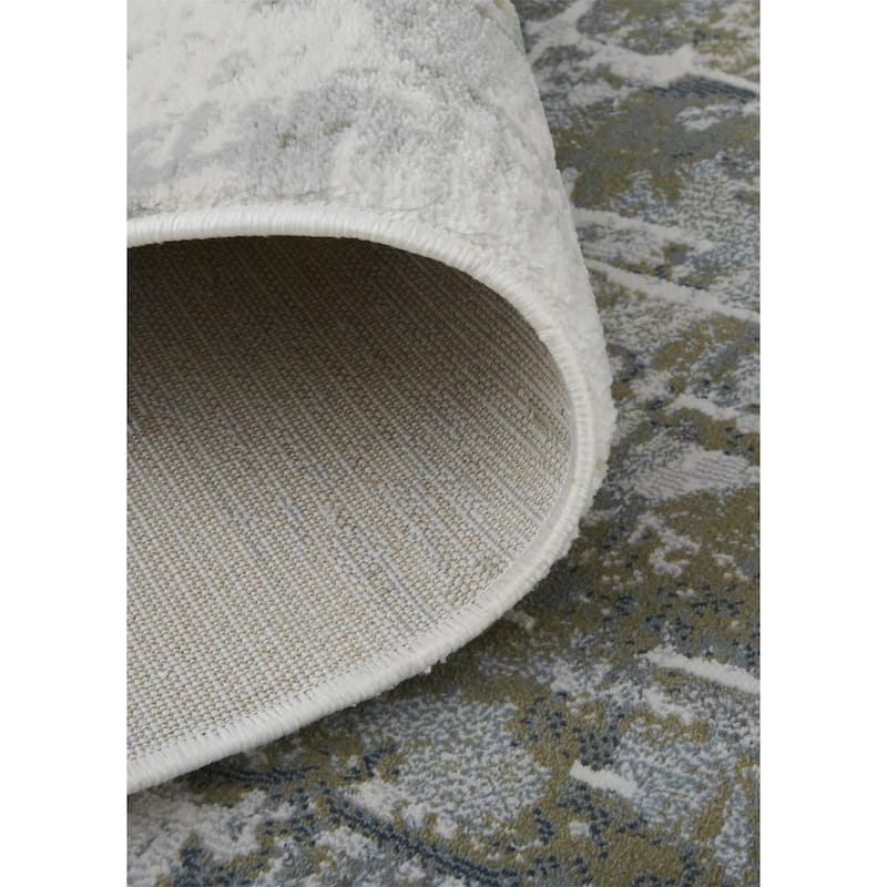 Halton Contemporary Marble Accent Rug, Silver Gray/Green