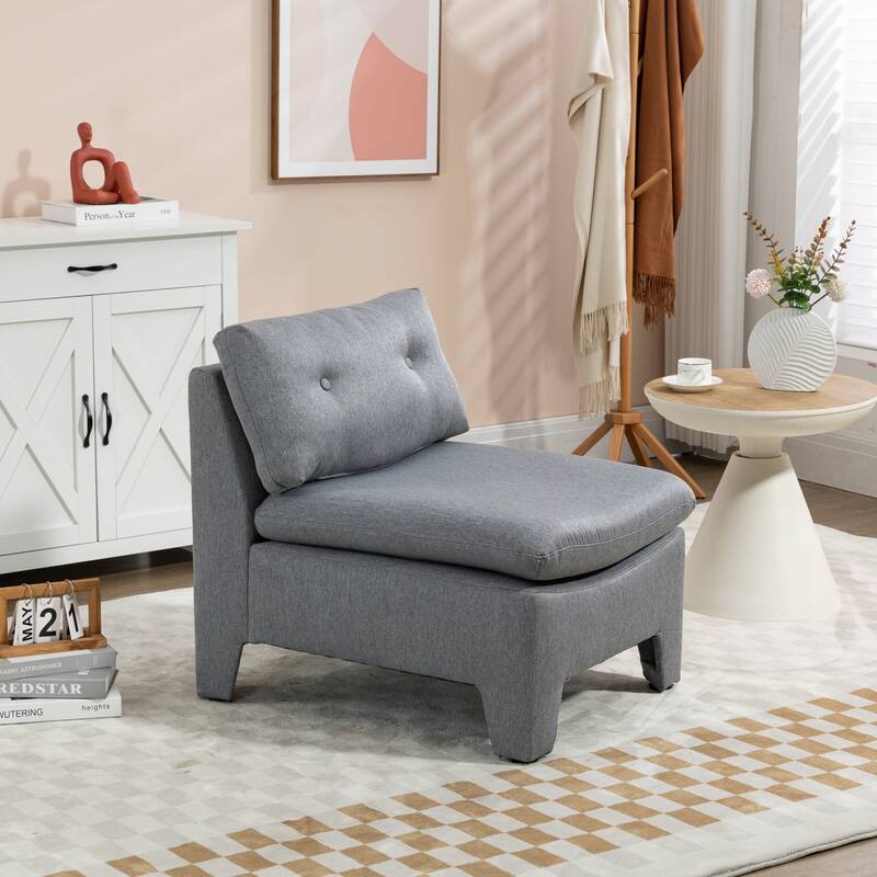 Cushioned deep seat, single lazy chair for Living room - Grey