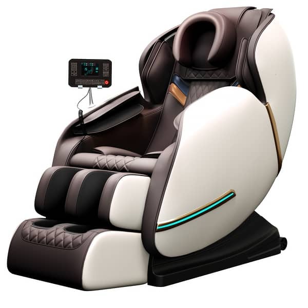 Brown Faux Leather Heated Zero Gravity Massage Chairs with