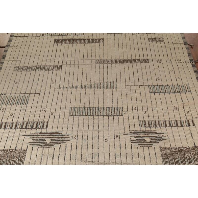 All-Over Striped Moroccan Large Area Rug Handmade Wool Carpet - 11'8"x 15'8"