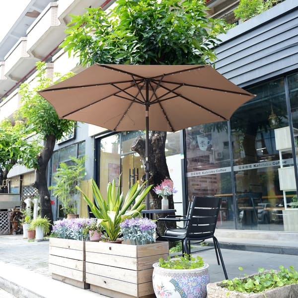 Shop Black Friday Deals On Villacera 9 Solar Led Umbrella With 8 Steel Ribs And Tilt Base Not Included On Sale Overstock 25896782
