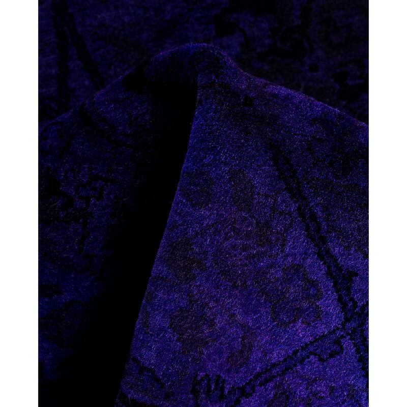 Overdyed One-of-a-Kind Hand-Knotted Area Rug - Purple - 3' 1" x 10' 7"