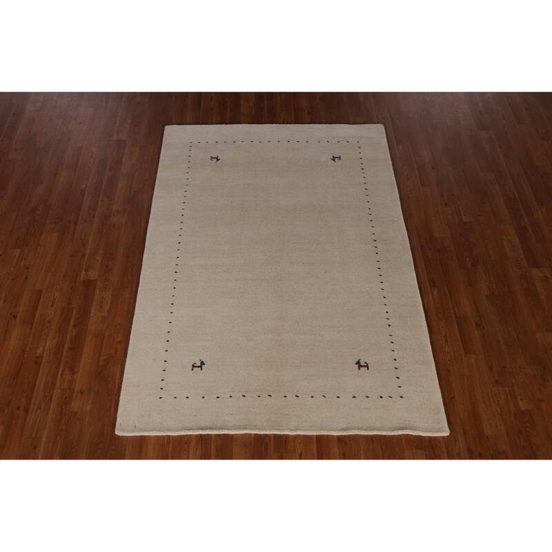 Little Animals Tribal Gabbeh Indian Rug Hand-Knotted Wool Carpet - 4'0" x 6'0"