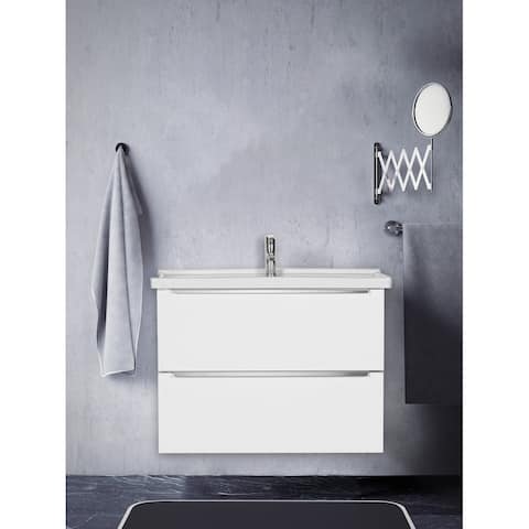Giallo Rosso Argento 32 Inch Modern Design Wall Mounted Bathroom Vanity with Sink (White)