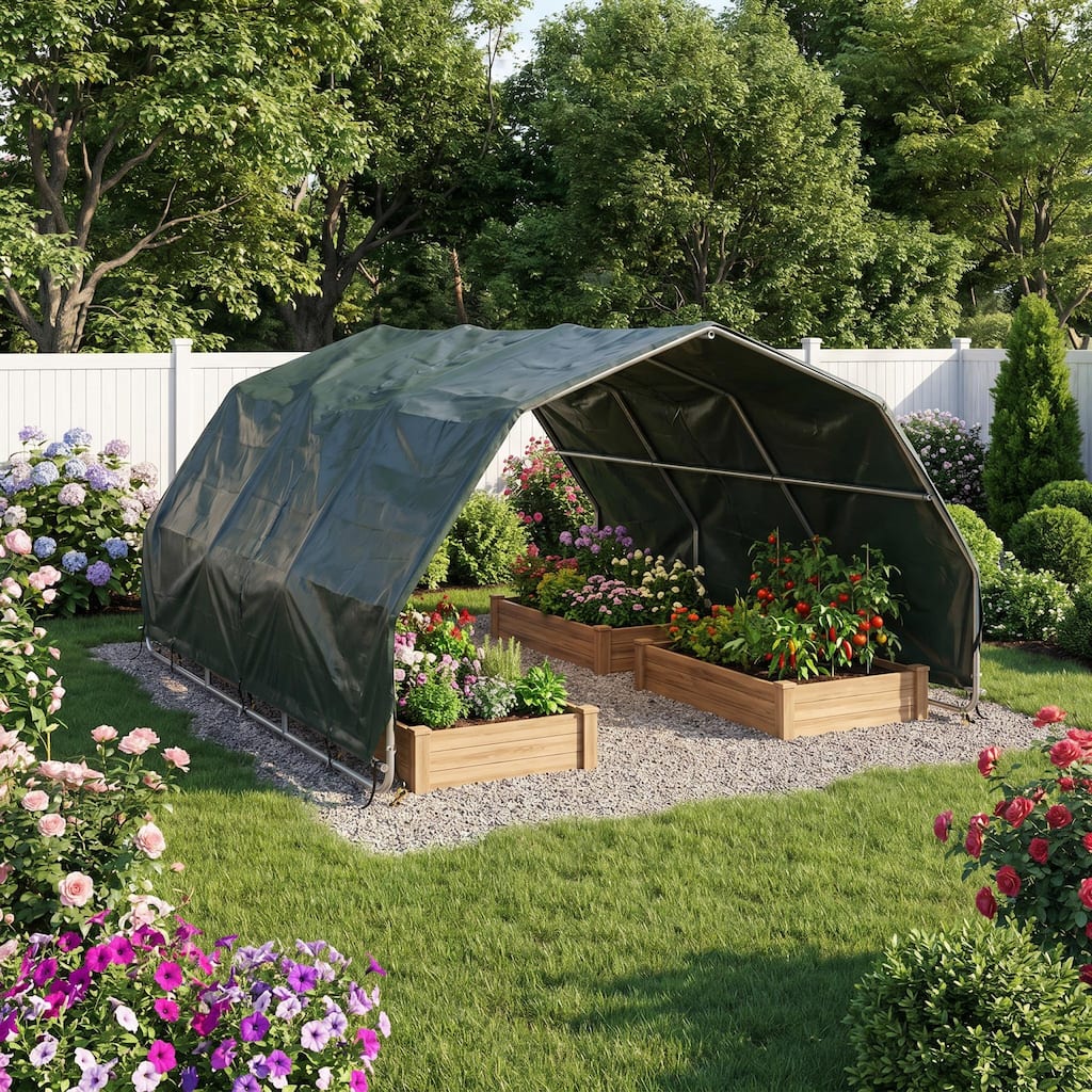 12x12 ft Portable Livestock Shelter, Heavy Duty Horse Shelter with Waterproof UV-Resistant Cover Planter Shelter