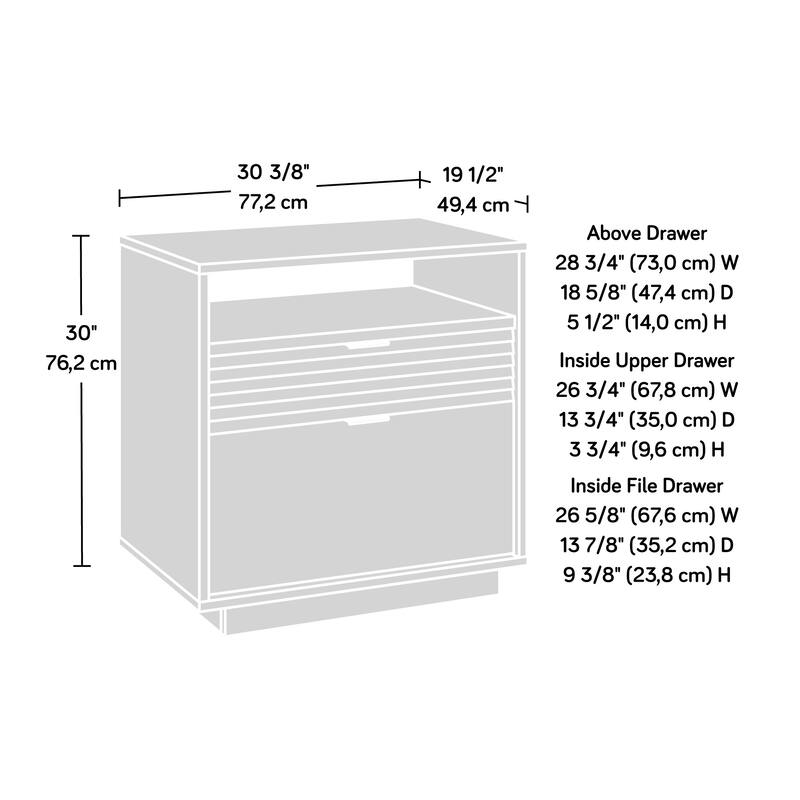 Wood Lateral File with Two Drawers, Medium Gray
