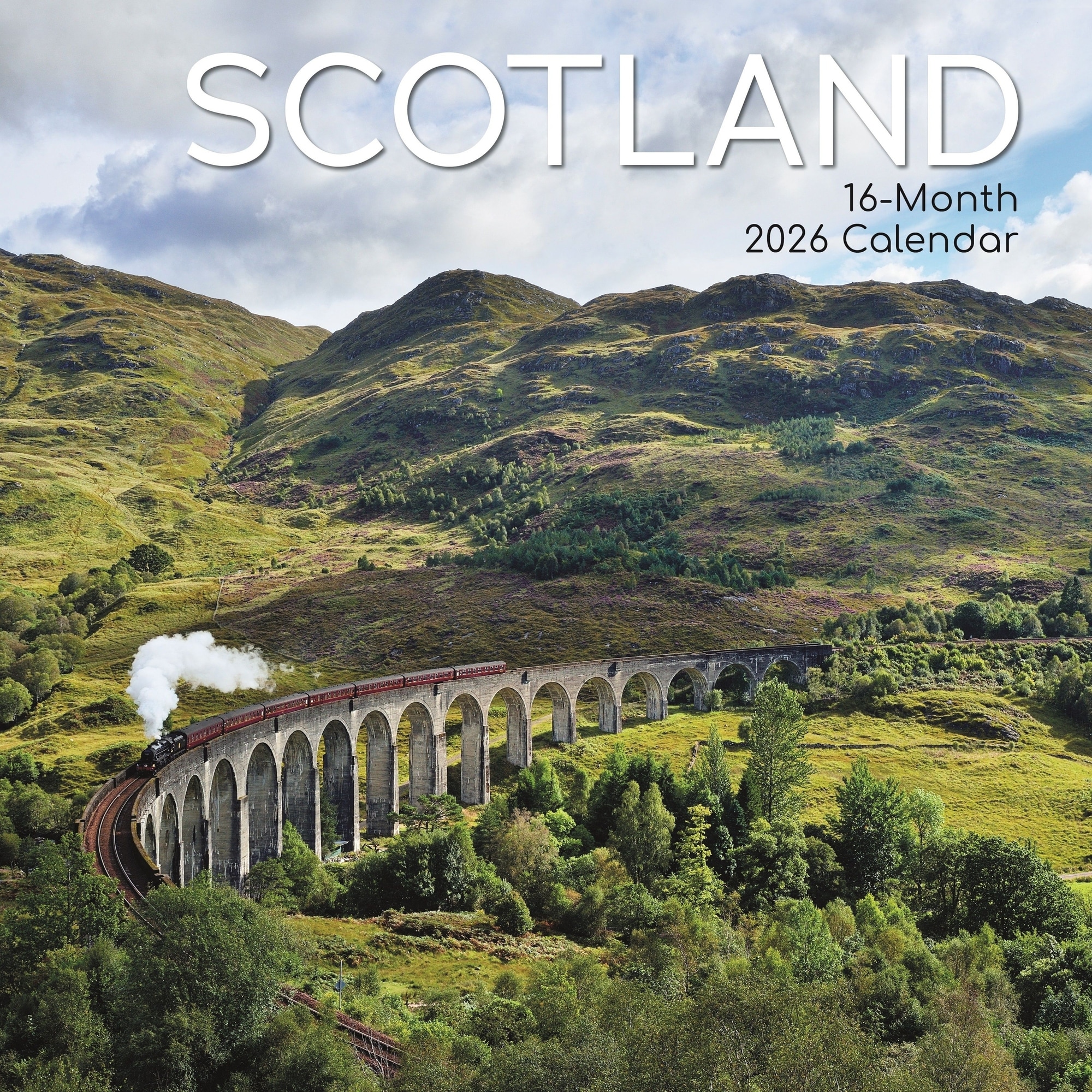 The Gifted Stationery 2026 Square Wall Calendar, Scotland, 16-Month Scenic Britain Theme 12x12 in